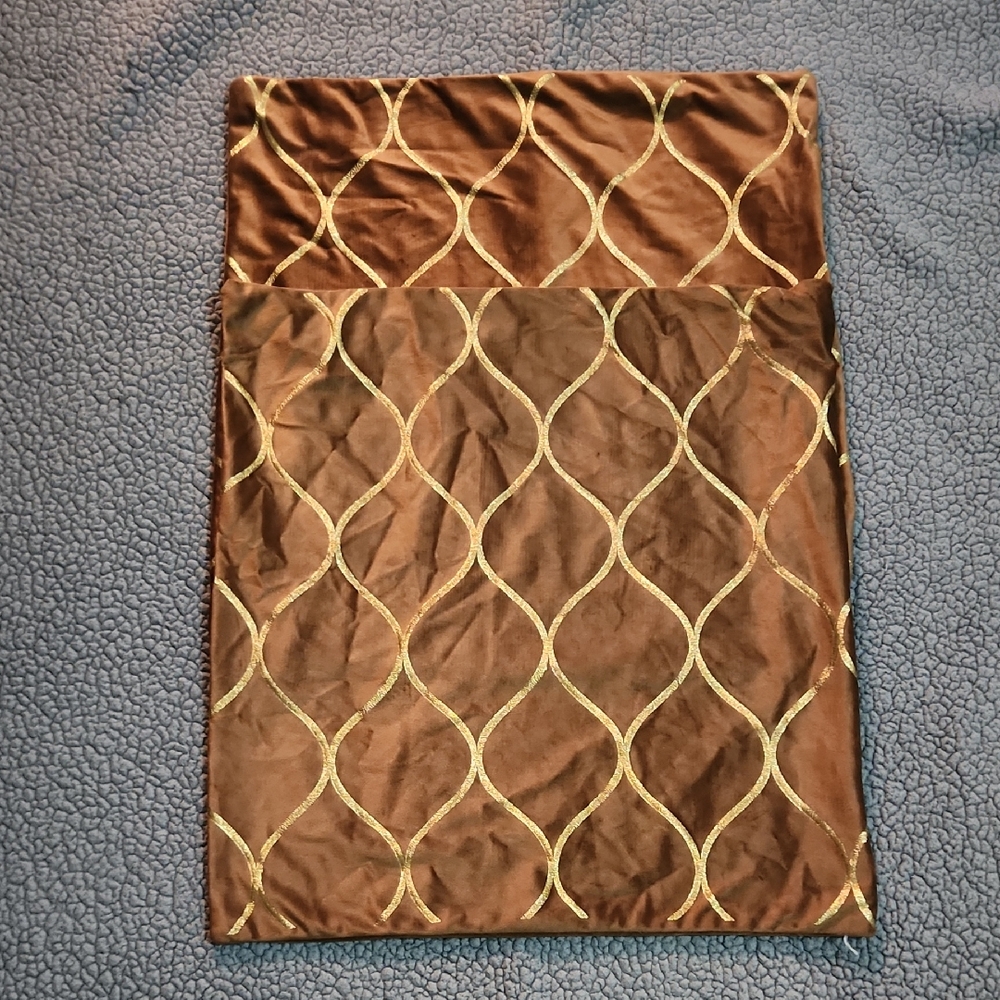 Set Of Two Throw Pillow Covers Brown And Gold 19x19.5